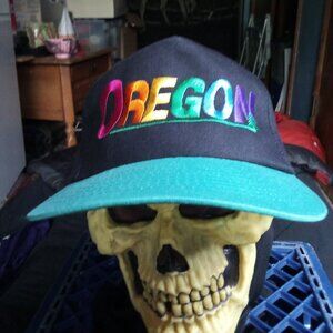 Deadstock Vintage Oregon Rainbow Spell Out Snap Hat Cap